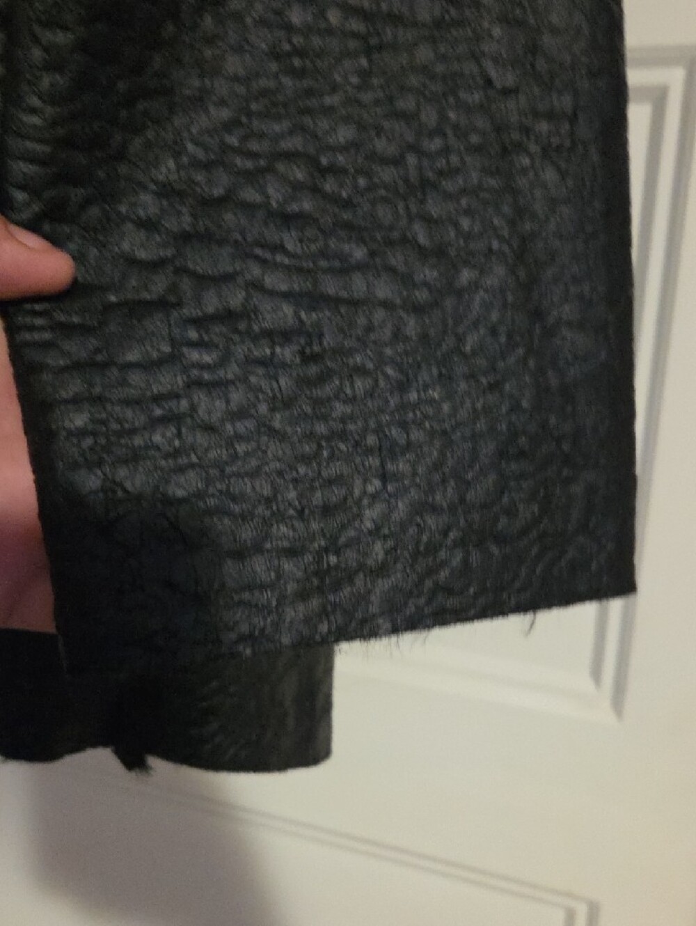 Joseph Ribkoff Black Textured Faux-Leather Jacket with Plush Collar - Picture 5 of 16